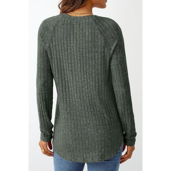 Long Sleeve Women Shirt Crew Neck Tunic Top Lightweight Loose Fit Sweater - Picture 4 of 5